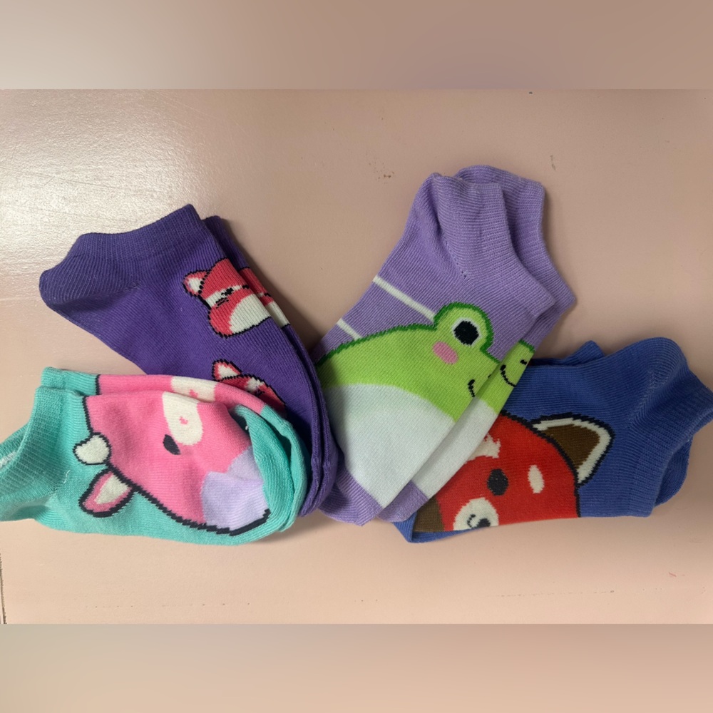 Kids New Squishmallow Cute Animal Print Socks Set fit toddler size 9/10 shoe